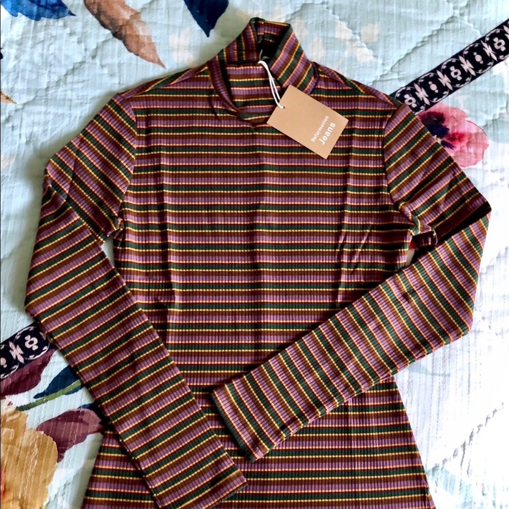 Reformation Eve Turtleneck Ribbed L/S Top